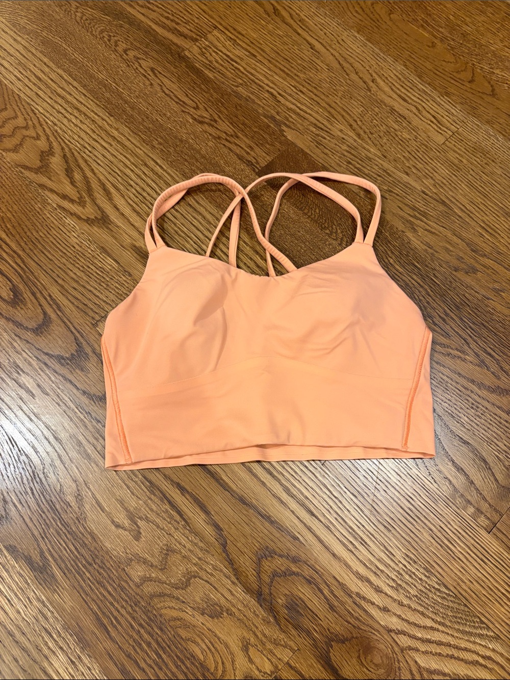 lululemon athletica Peach-Orange Strappy Longline Sports Bra